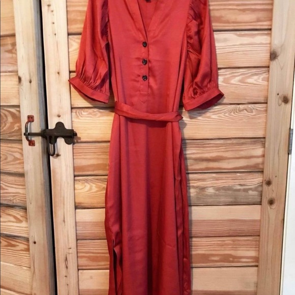 NWOT Ann Taylor spiced orange balloon sleeve dress - Picture 2 of 8